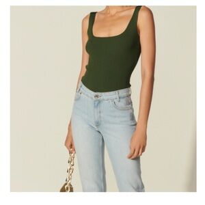 Sandro Ribbed knit cropped vest top - Green Knit Tank XS